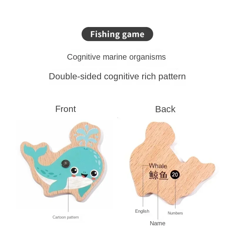 Деревянные игрушки для рыбалки Монтессори для детей, мультяшные морские игры с познанием рыб, интерактивная развивающая игрушка для родителей и детей