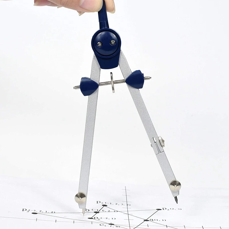9Pc Geometry Set Metal Compass Geometry Precision Tool For Student, Circle Drawing Tool And Architecture Drafting Kits