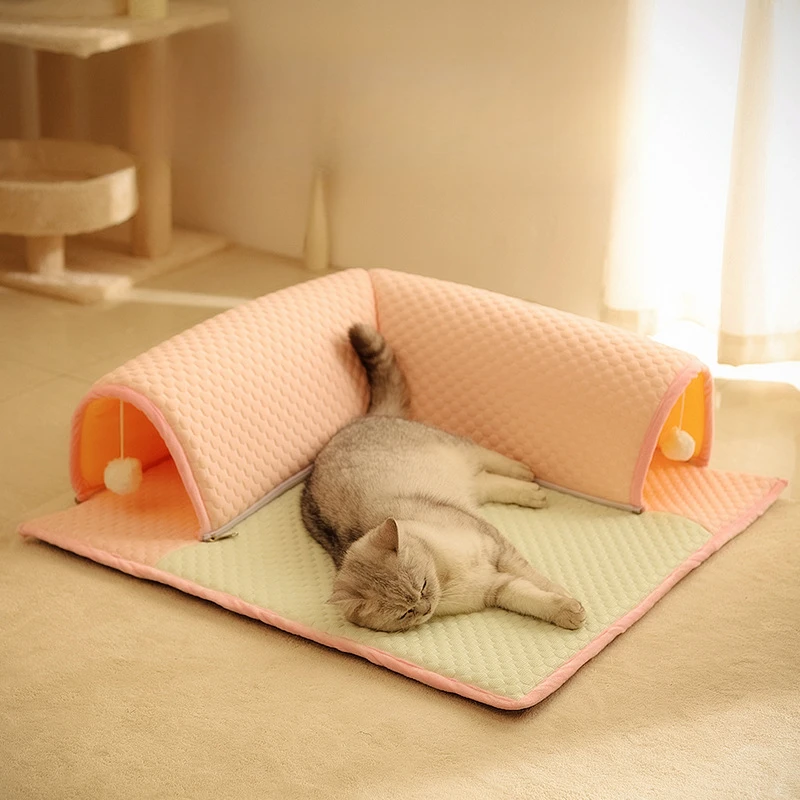 50x50cmSummer Pet Ice Cushion Cat Tunnel Toy Closed Cat Nest Dog Nest Heat Relieving Comfortable Soft and Breathable Mat Pet Bed