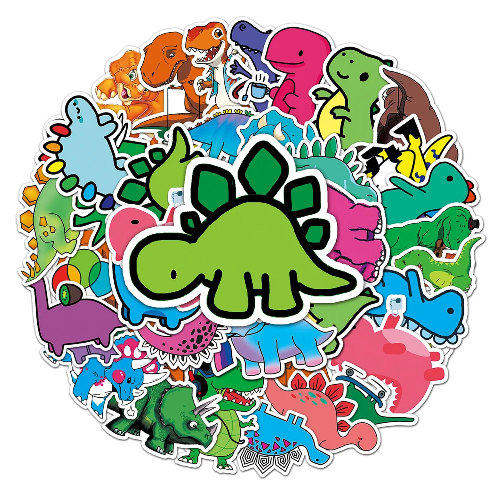 10/30/50PCS Cartoon Cute Dinosaur Personality Graffiti Creative Helmet Sticker Refrigerator Phone  Waterproof  Sticker Wholesale