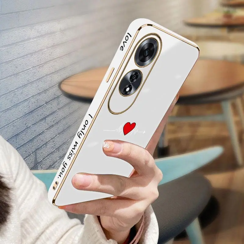 A60 Beating Heart Luxury New Plating Phone Case For OPPO A60 A2Pro A98 K11 A3Pro A79 A1 K12 A2 K12X K11X A2M Soft Back Cover