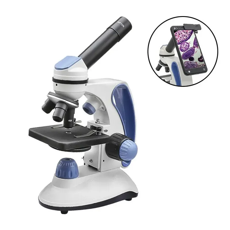 

40X-2000X Biological Microscope with Adjustment Top/Bottom LED Illuminated Monocular Smartphone Mobile Phone Microscopes Present