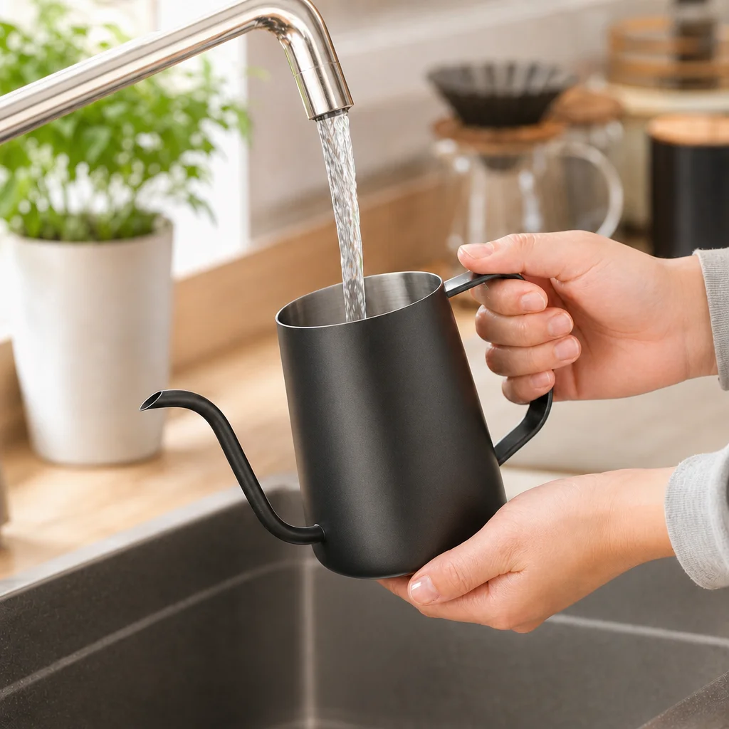 600ml Stainless Steel Pour Over Coffee Kettle Gooseneck Spout Drip Coffee Pot for Home Office Outdoor Hand Brew Coffee Making