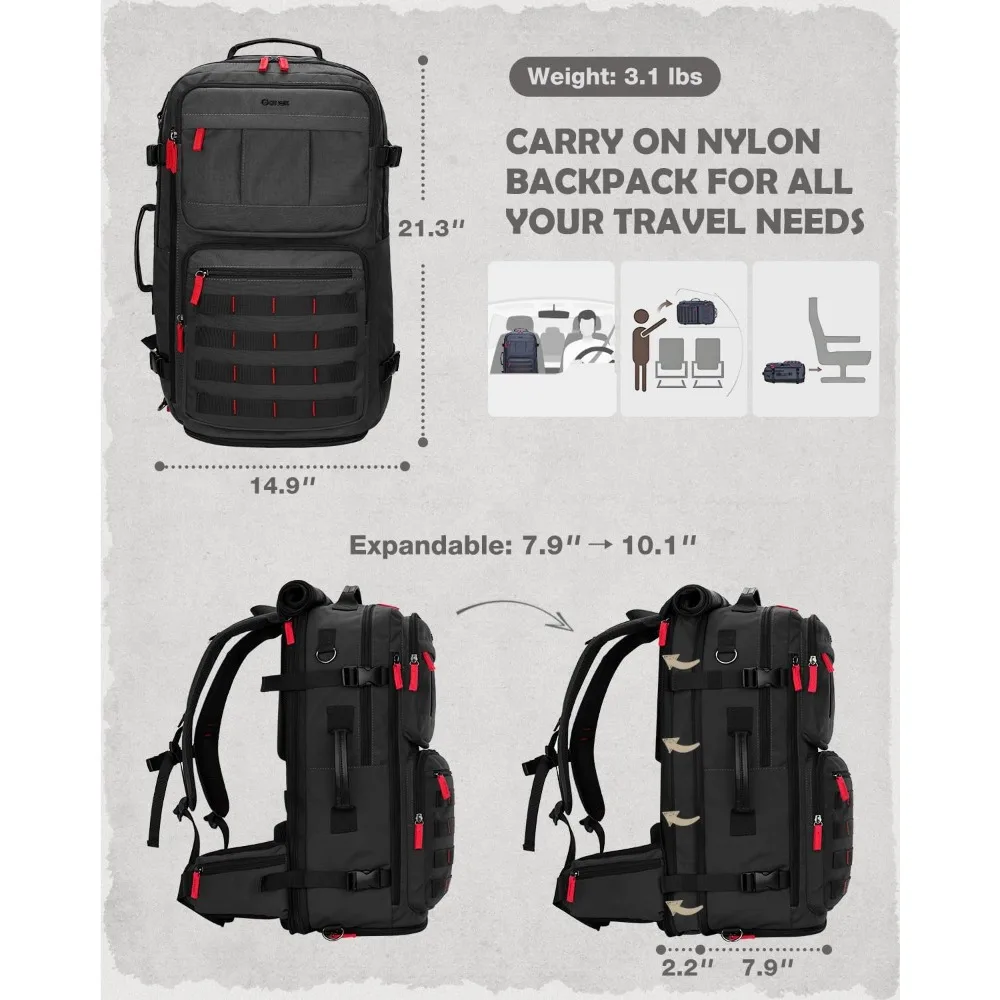 حقيبة ظهر للسفر 3 في 1 قابلة للتحويل، حقيبة كبيرة من النايلون، حقيبة كمبيوتر محمول للرجال والنساء، حقيبة حمل متينة للعمل وعطلات نهاية الأسبوع #2