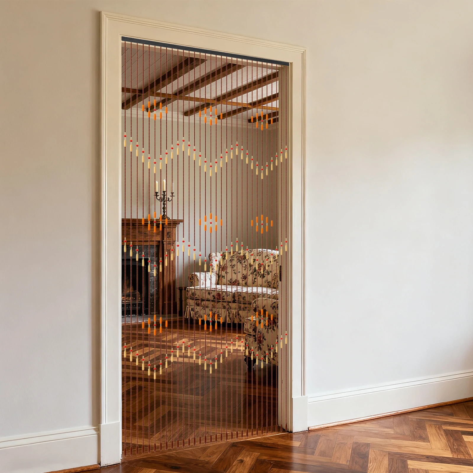 Bamboo Wood Bead Curtain 90x220cm Handmade Door Beads 31 Strings for Doorway Room Divider Window Decor Chinese Style