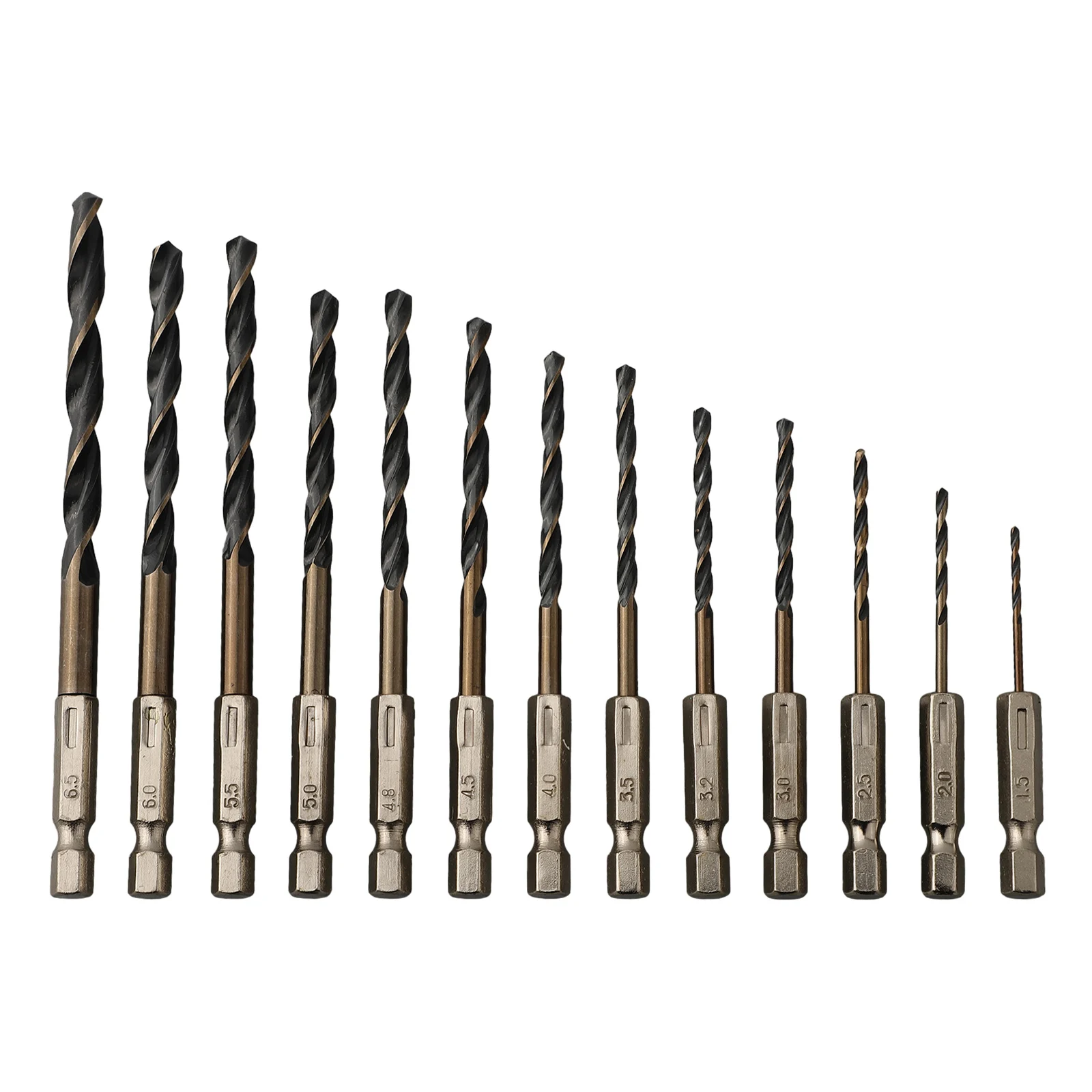 High Quality Practical Drill Bit 1.5-6.5mm 1/4 Hex Shank 13pcs Accessory 6.35mm Shank Adapter High Speed Steel