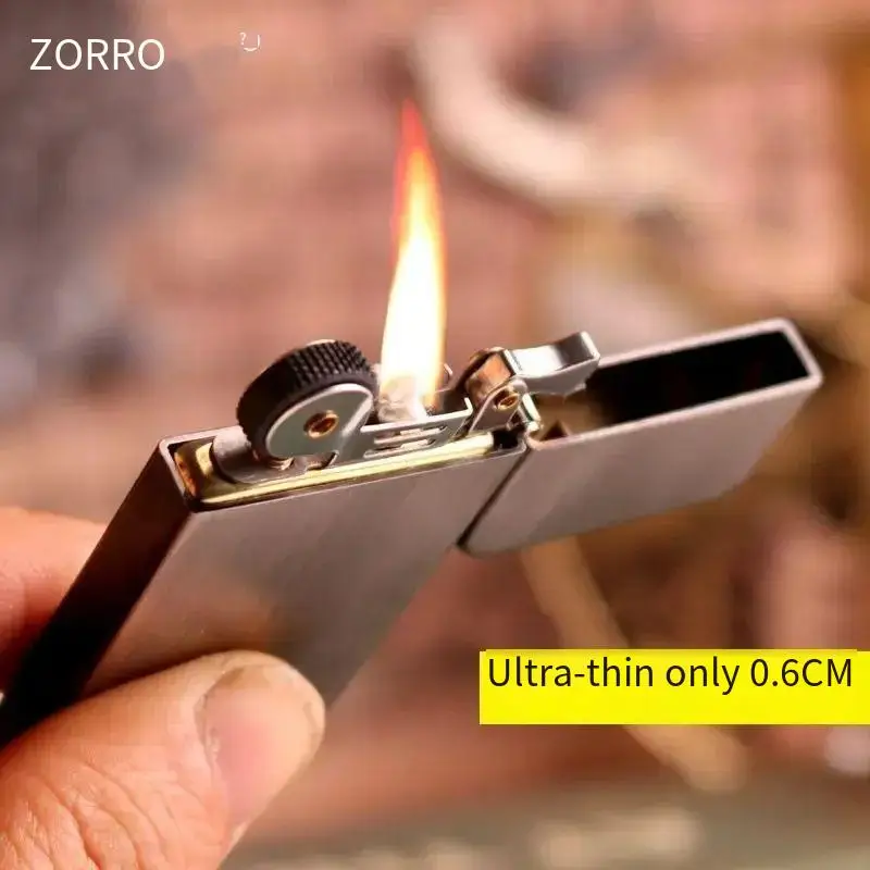 New Zoro Popular ZC5 Ultra-thin Kerosene Lighter, Personalized and Compact, Men\'s Gift Easy To Carry, Retro Slim Smoking Tool