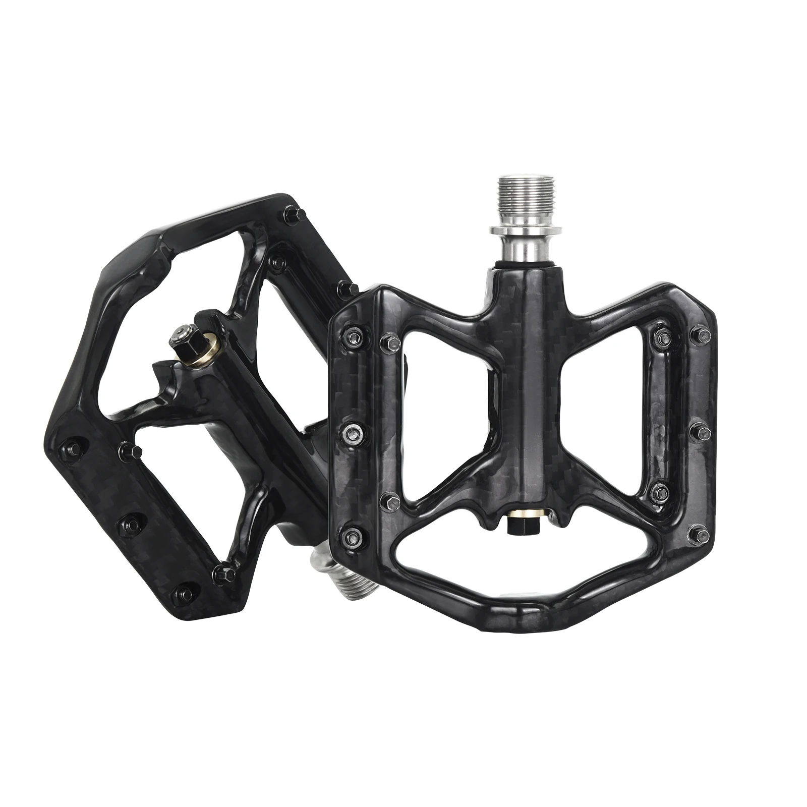 Carbon fietspedalen, voor mtb-fietspedalen, mountainbikepedalen van koolstofvezel, met antislipspijkers, afdichtingslager