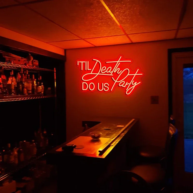 Tile Death Do Us Party Neon Sign Custom Home Bedroom Wall Decor Led Neon Light Wedding Party Event Signage Decoration Neon Signs