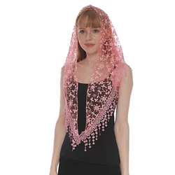 Xale Tassel Triângulo para mulheres, cachecol, lenços, flor, renda, envoltório, adereços fotográficos, acessórios, moda, senhora, bebê, primavera, verão