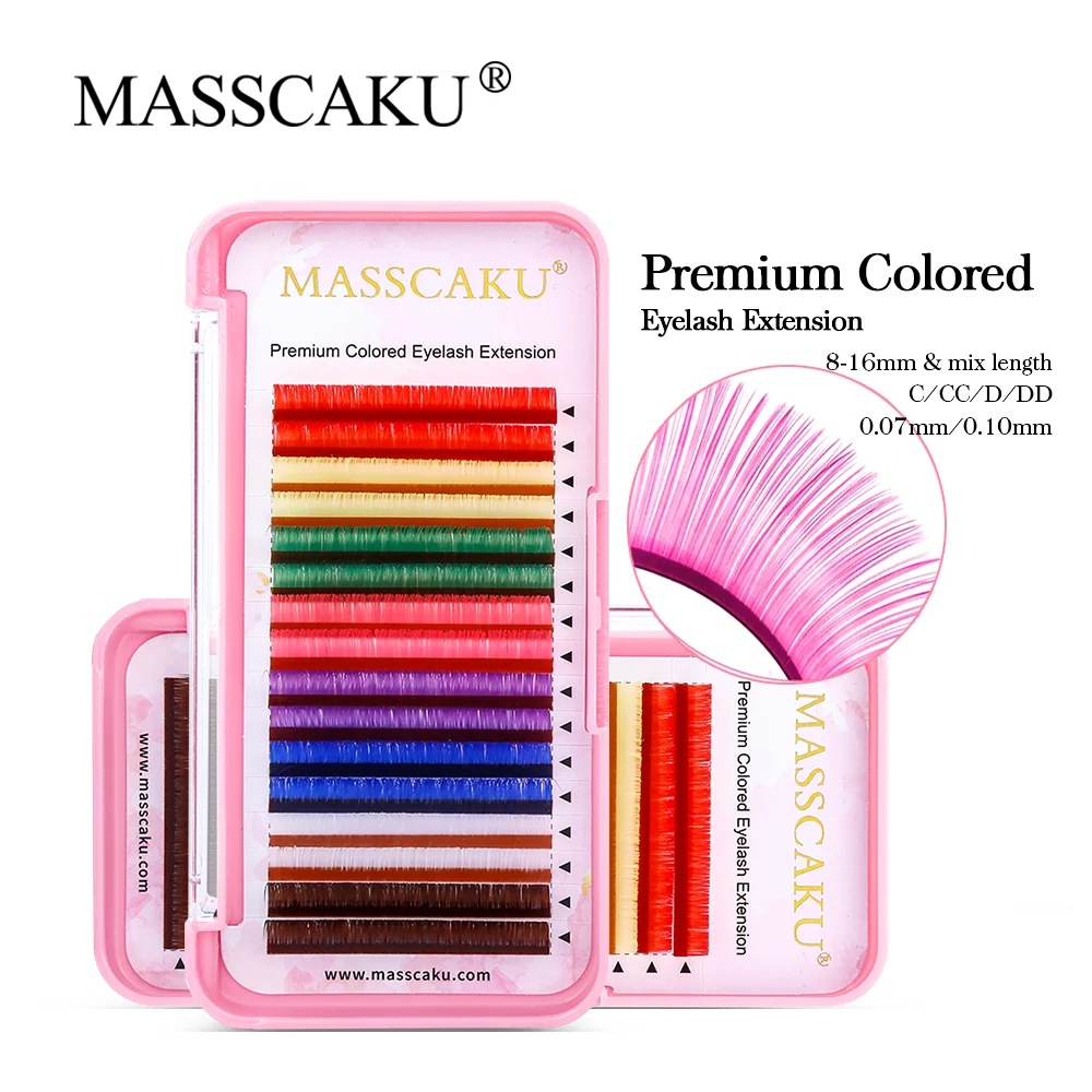 High Quality Masscaku Synthetic Mink Colorful Lashes Professional Natural Individual Classic for Eyelash Extensions Makeup Tool