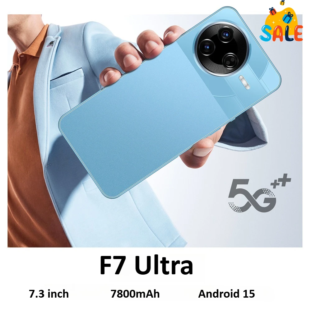 Hot F7 Ultra Cellulari Schermo Originale 7.3HD Telefoni Cellulari 7800Mah 5G Doppia Scheda Smartphone Android 15 Versione Globale Telefono Cellulare