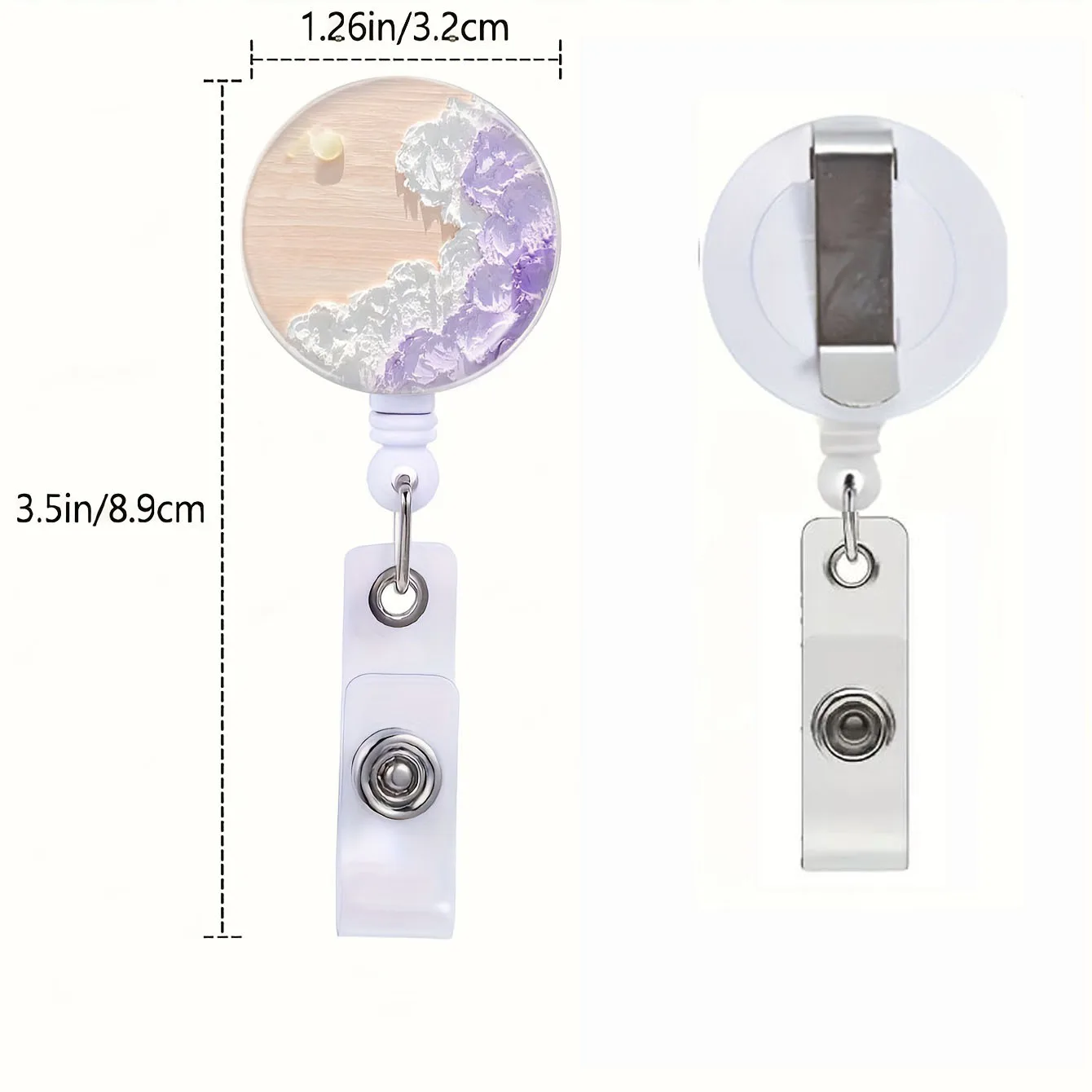 Cute badge scroll with flowers and sky theme retractable badges that are perfect as office gifts for teachers, students, doctors