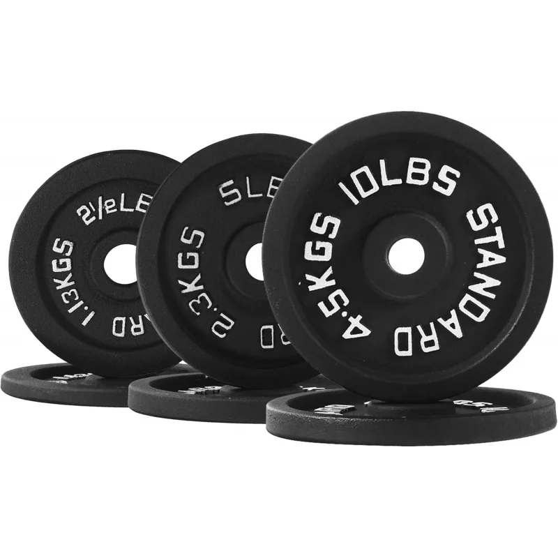

BalanceFrom Weight Plates Set, 9-Piece Cast Iron Gym Plates Bundle (2.5-45LB) with 1" Hole for Home Gym, Strength Training