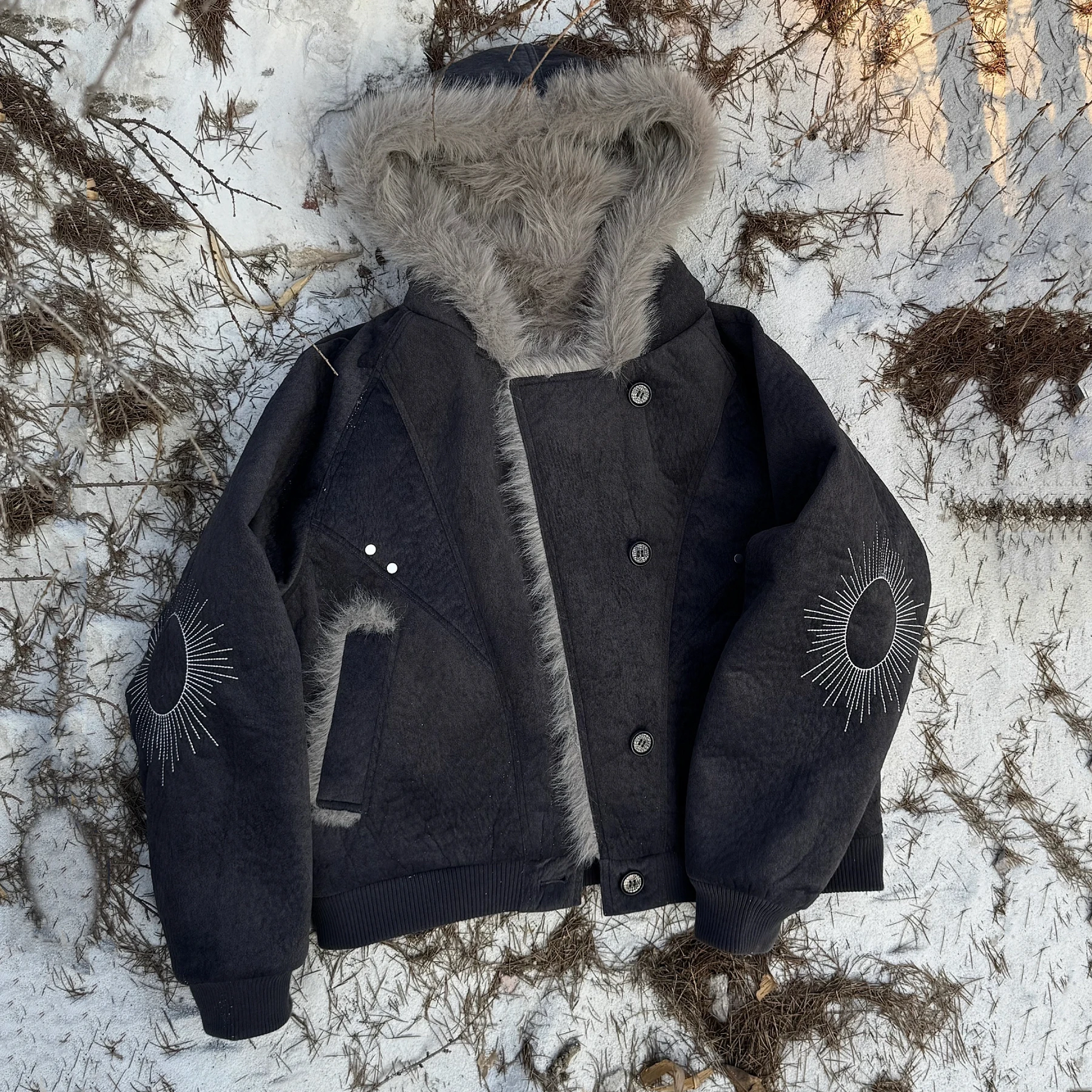 

American Sle Cleanfit Retro Cloud Fluff Jaet Thiened Warm Artificial Rabbit Fur Deconstructed Mountain Eagle Cotton Coa...