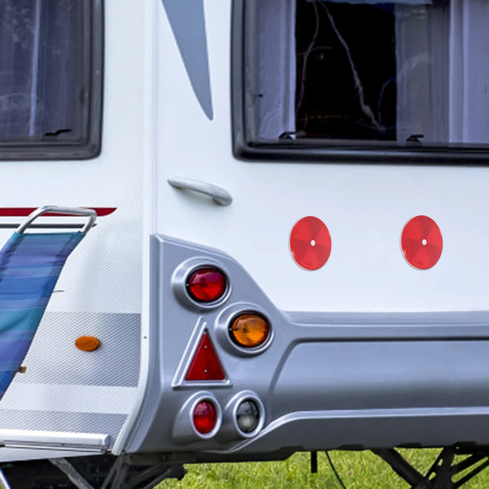 

6pcs Reflectors Round Front Stick-On For Trailers Trucks Rvs Campers Bikes Motorcycles Boats Mailboxes Fences Gates