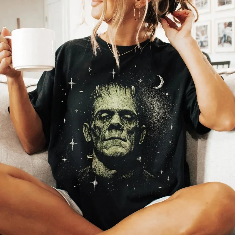 Gothic Y2K Decadent Halloween Pattern Shirt Retro T-shirt Men's T-shirt Summer New Style Unisex High Street T-shirt