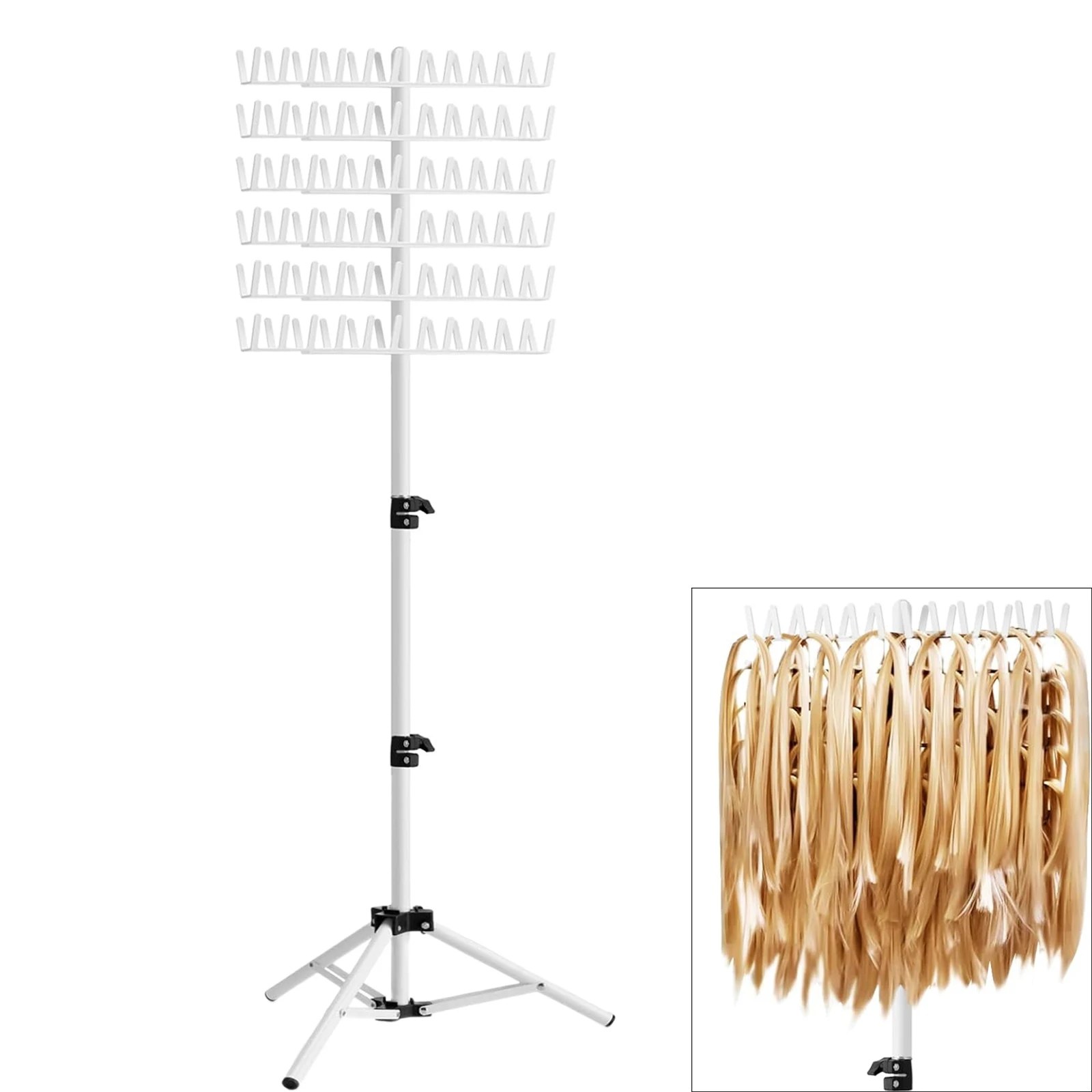 Braiding Hair Rack 144 Pegs Standing Braid Rack Double Sided Standing Hair Stand for Braiding Hair for Braiders Stylists