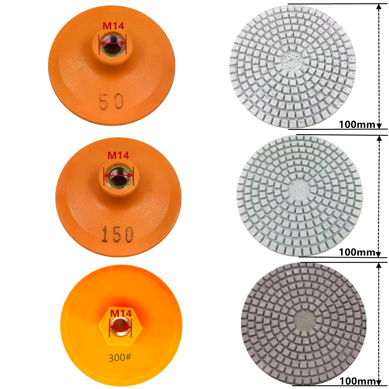 100mm M14 Winkelschleifer Keramikfliesen-Trimm- und Polierscheibe Trockenpolieren Marmor Porzellan Granit Abschrägung Schleifkante – Detail 4