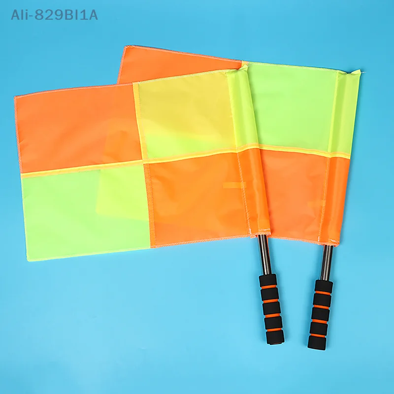 2Pcs Football Training Flags Deluxe Referee Flags Set Football Rugby Hockey Training Referee Flags Sports Game Equipment