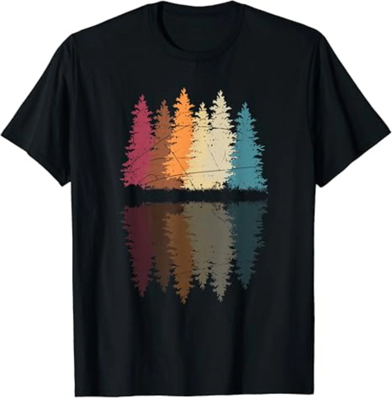 Nature Lover Trees Reflection Wildlife Forest Gift Unisex T-Shirt Size S-5XL