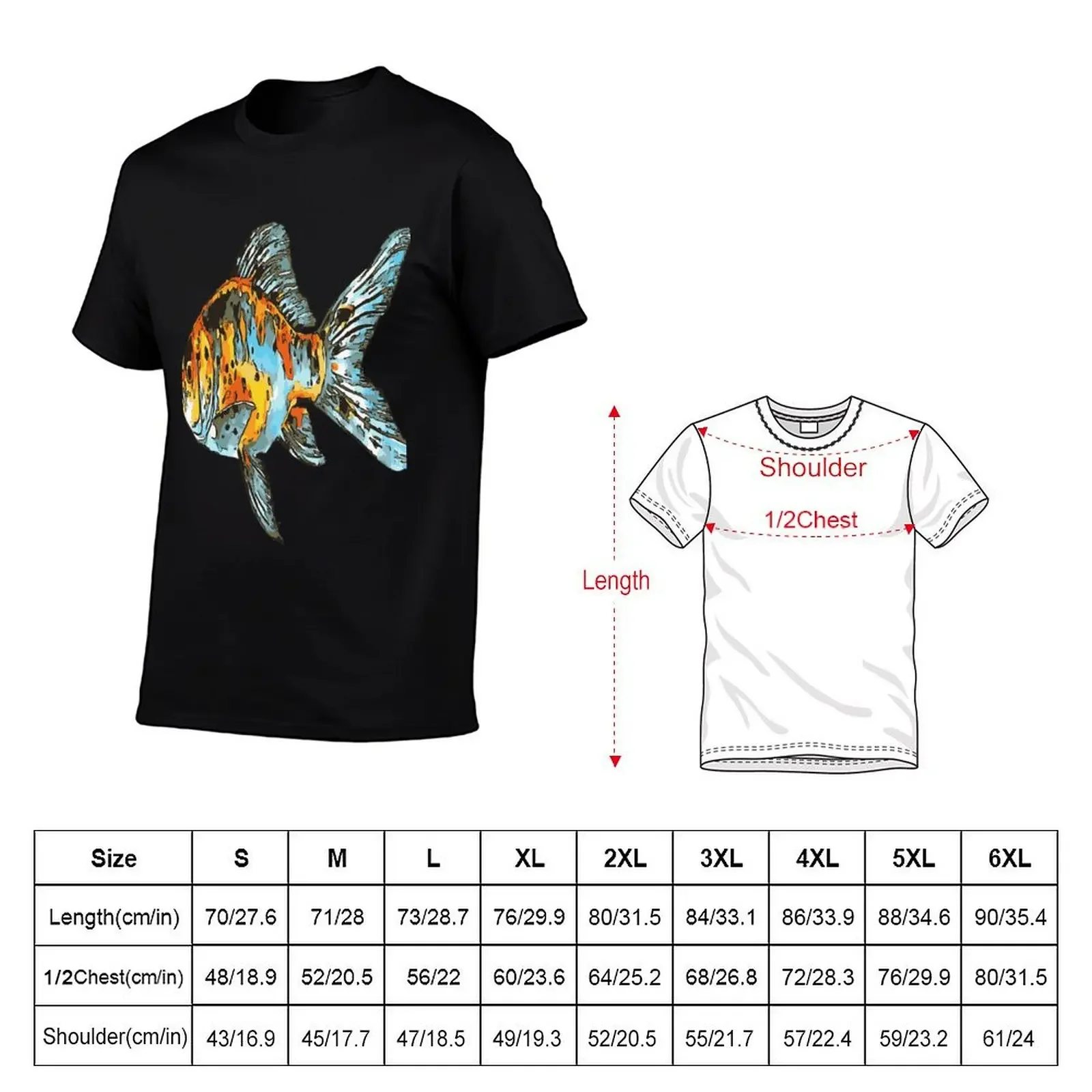 Blue and Orange Shubunkin Goldfish Isolated T-Shirt Aesthetic clothing blanks t shirt men 100℅ cotton