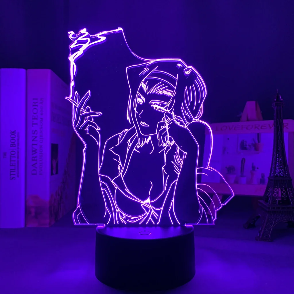 Imagem -03 - Manga 3d Anime Led Light para Decoração do Quarto Infantil Cowboy Bebop Faye Valentine Lâmpada de Cabeceira Decoração do Quarto de Aniversário Presente