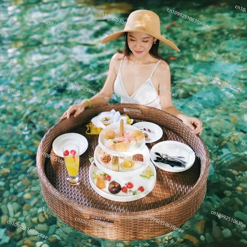 Floating round water tray Bali Vietnam Internet celebrity Basket B & B Swimming pool Dining plate Beach