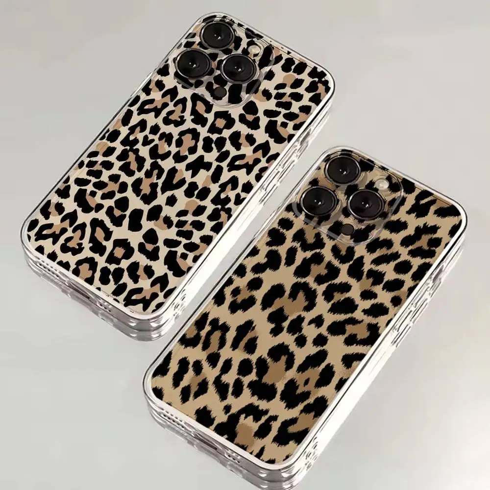 

Leopard Print Panther Phone Case For iPhone 16,15,14,13,12,11 Plus,Pro,Max,XR,XS,X,7,8 SE,Mini Transparent Silicone Soft