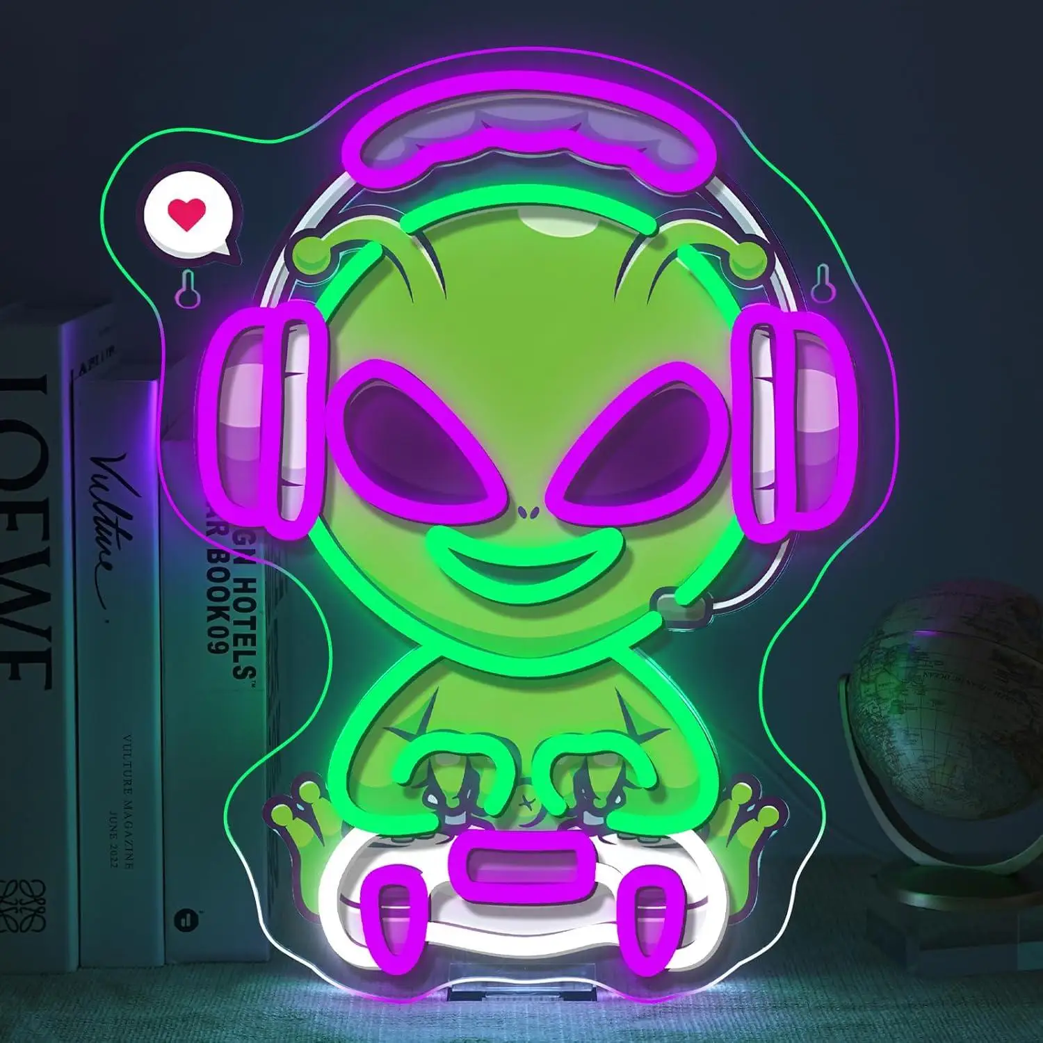 

Alien Gamer Neon Sign USB Dimmable LED Neon Lights for Game Room Man Cave Zone Club Wall Art Decor Gifts for Gamer Teens Boys