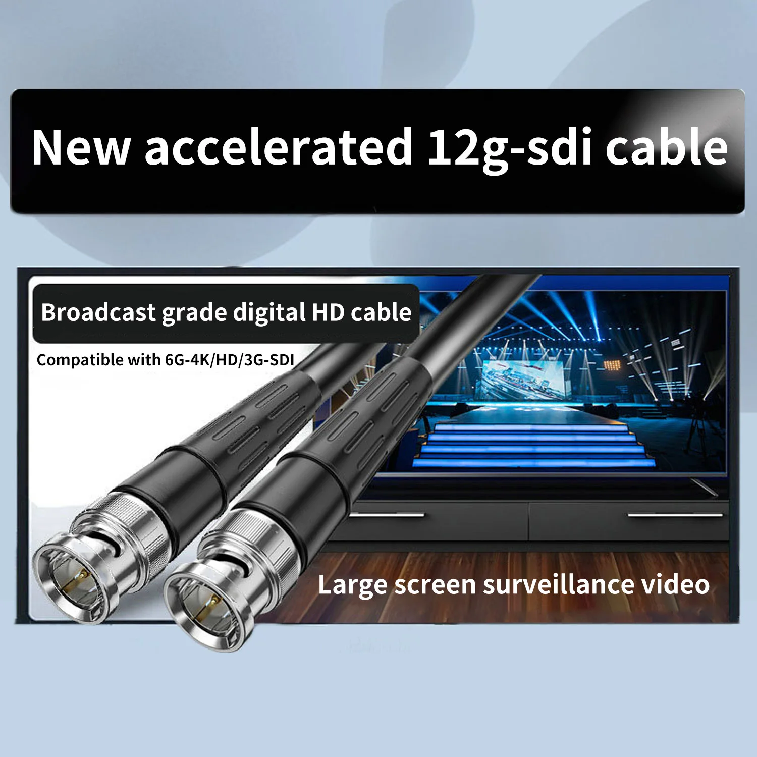 12G-SDI Cable BNC to BNC Male 75-5 Coaxial Monitor Camera Video Cable 3G 1080P 12G 4K 60Hz 1-100M for Ptz conference Camera