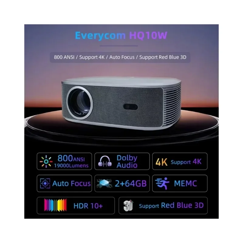 4K Projector Overseas Warehouse Everycom HQ10W Full HD 1080P Beamer 4K Home Theater Android Smart Video Cinema LCD Projector 4K