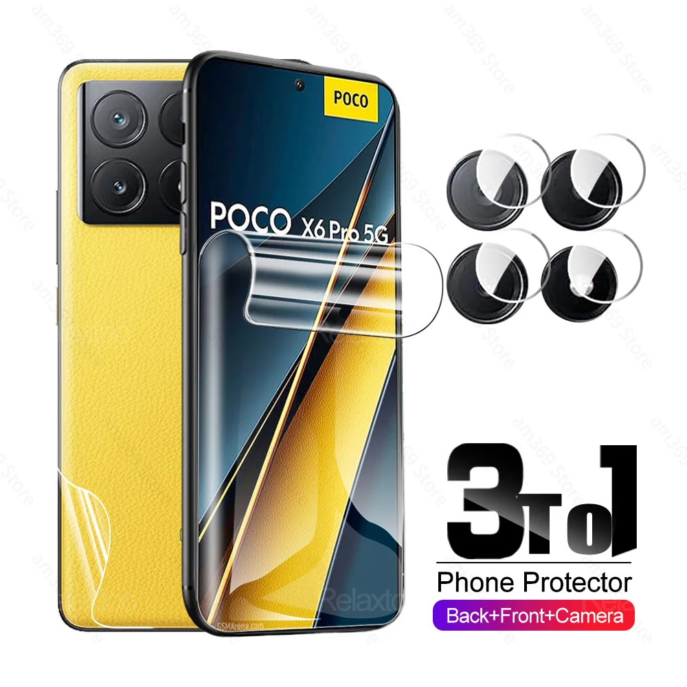 3To1 Front Back Hydrogel Film For Xiaomi Poco X6 Pro 5G Camera Glass PocoX6 PocoX6Pro Little Pocco X6Pro X 6 5G Screen Protector