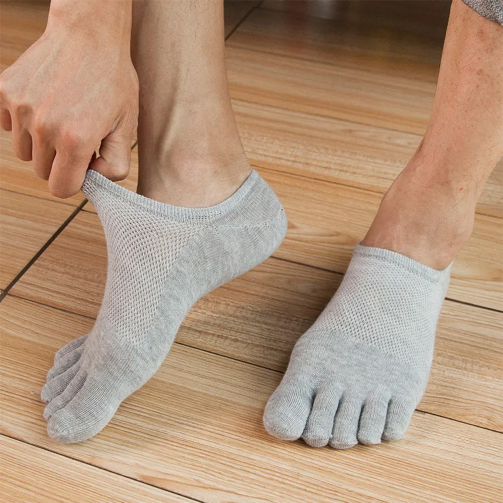 

4Pairs Odor Resistant Sports Socks Low Cut Toe Separated Breathable Cotton No Show Ankle Socks Five Finger Non Slip