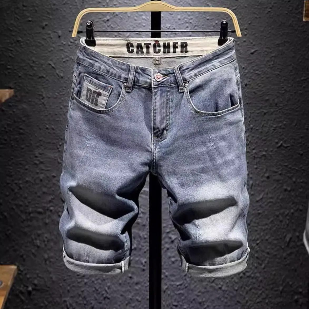 New 2026 Men's Denim Shorts Thin Five-Quarter Length Summer Casual Wear Youth Fashion Mid-Waist Straight Leg Trousers