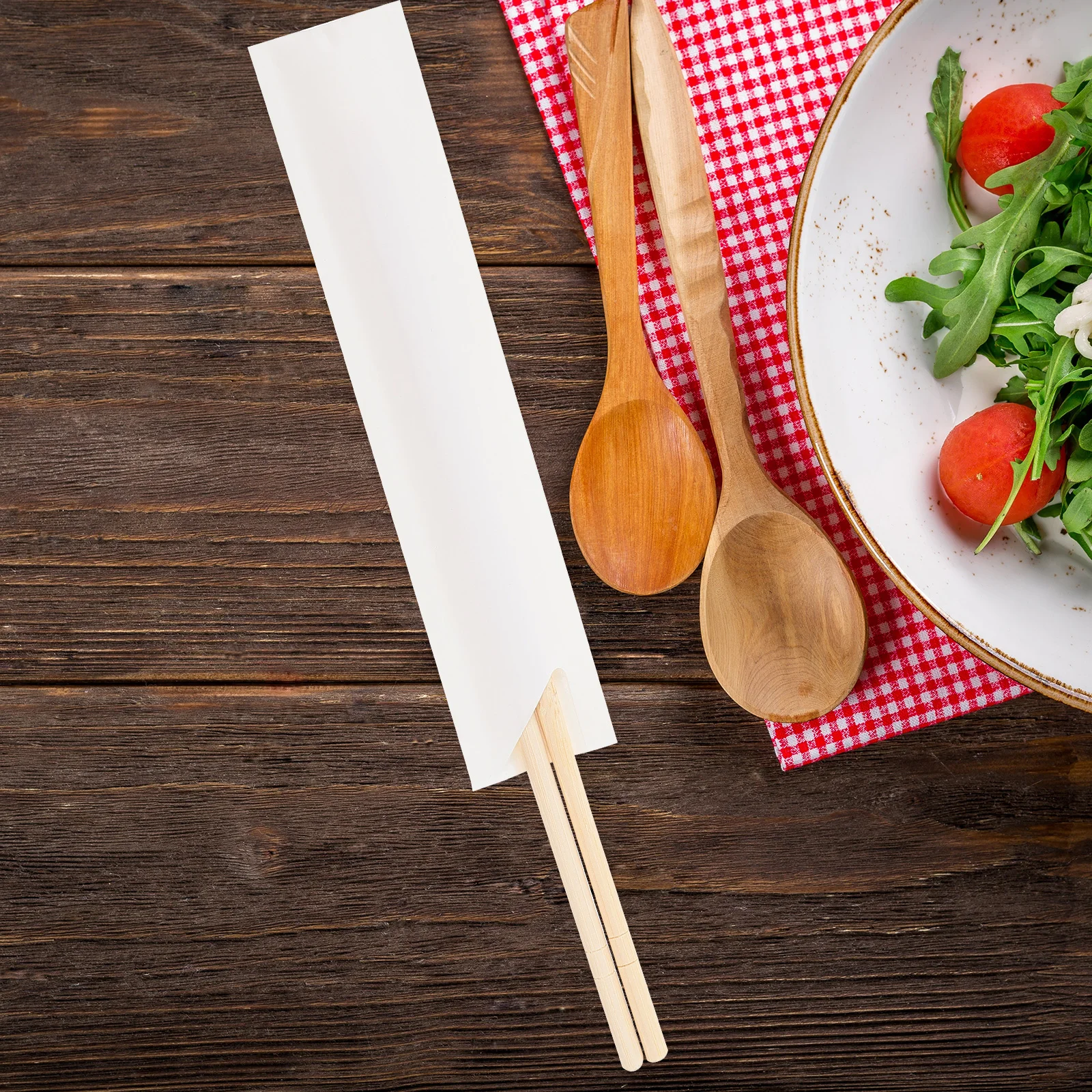 

100pcs Chopsticks Sleeves Paper Disposable Wrapping Bags for Restaurant Home Picnic Camping Safe Material Tableware Set White