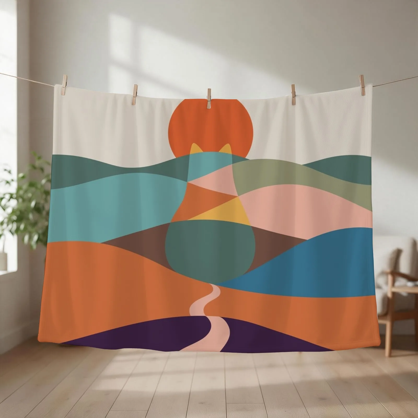 Cat Landscape 65 Throw Blanket Beach for babies manga Retros Blankets