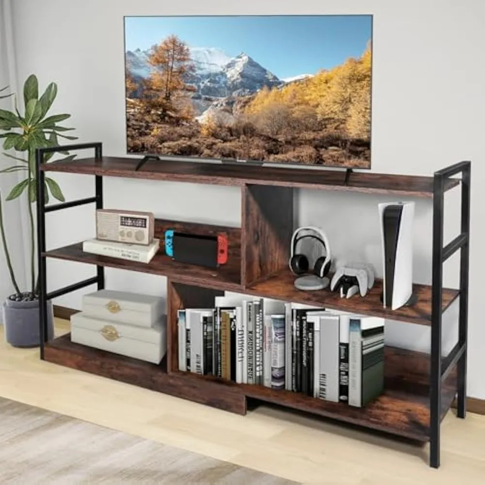 

TV Stand Entertainment Center, Modern Deformable Television Stand with Open Storage Shelves, Media TV Console Table