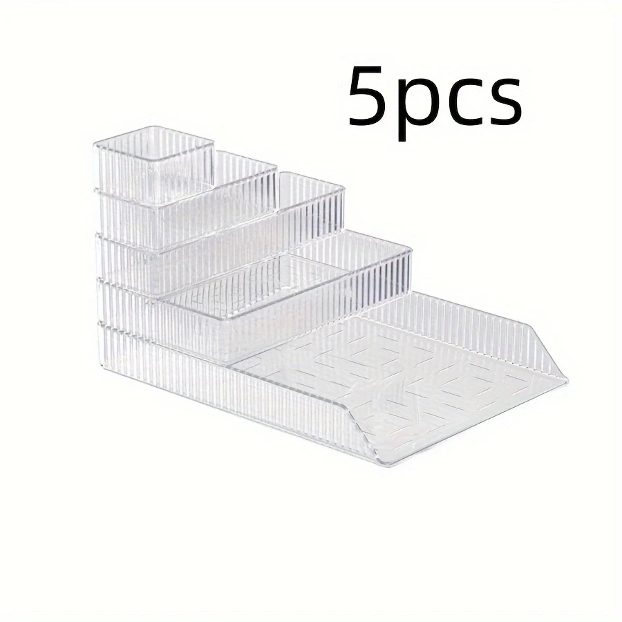 5pcs Household Transparent Drawer Storage Box With Large Capacity And Makeup Perfume Storage Mult-Function Finishing Storage Box