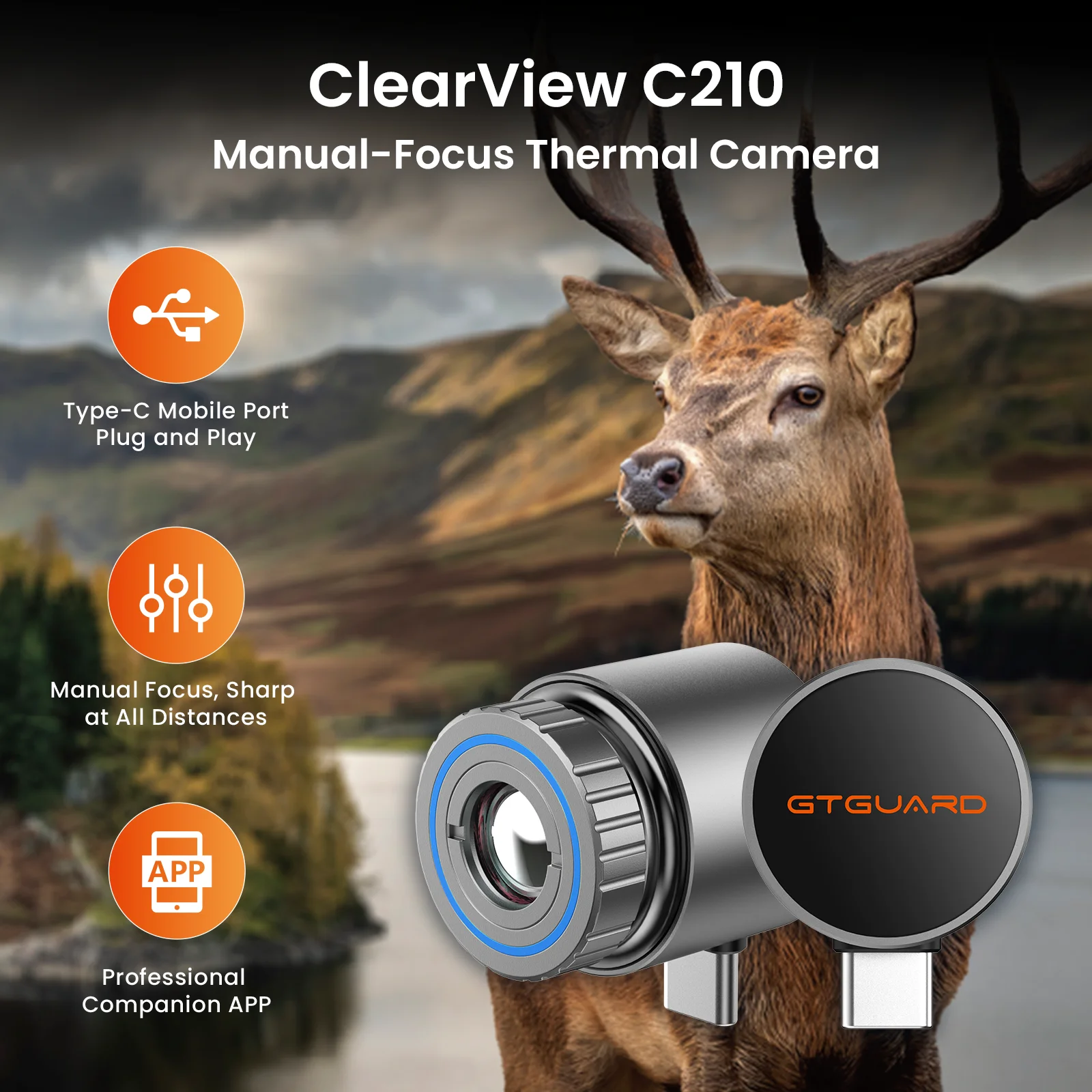 GTGUARD C210 Thermal Imager for Phone, 256×192(12µm) Sensor, AI Super Resolution, 26g Portable, Type-C, for Android, Hunting, Re - view 3