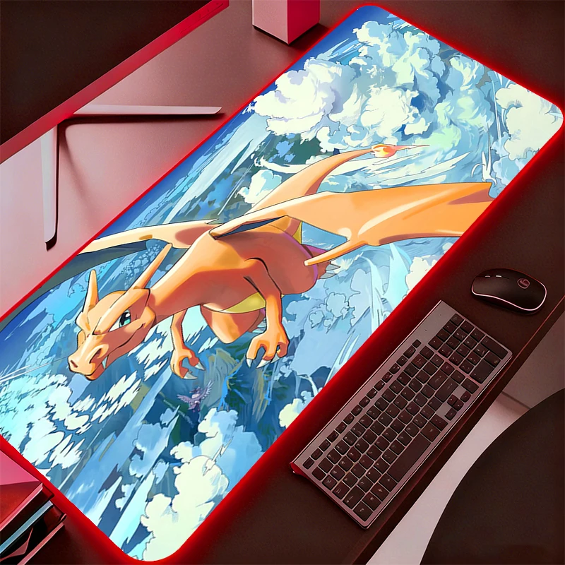

RGB Large Mouse Pad Pc Speed For e-sports Players Backlight Laptop Computer Keyboard Pokemon Pikachu LED Xxl Mousepad