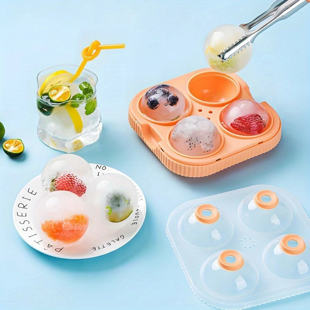 1/2Pcs Large Ice Cube Moulds, Round & Square Ice Ball Maker, Extra Large Ice Cubes Tray, Easy Release Silicone Ice Tray