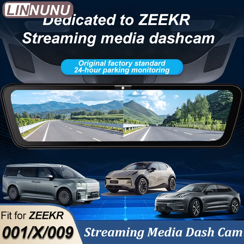 LINNUNU Stream Media Mirror Dashcam Camera Streaming Media DVR Video Recorder Single lens Dual Lens CAM Fit for ZEEKR 001 X 009