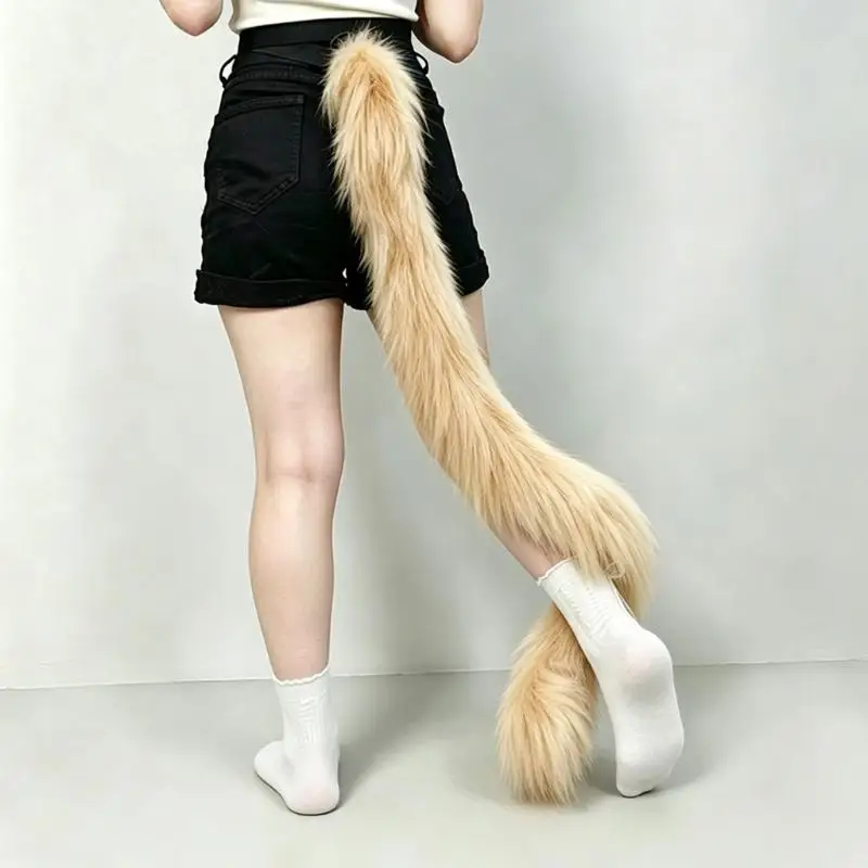 39BD Plush Tail Costume Accessory with Wrap Around Styling, 120 Prop, for Halloween Cosplay, Party Styling, Photos, and Role