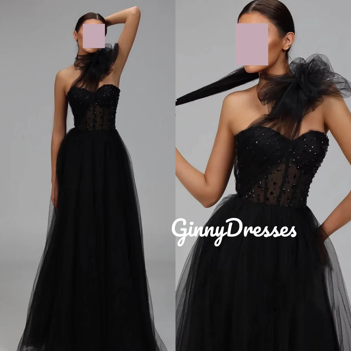 فستان سهرة مخصص على شكل حرف a مطرز بالخرز فساتين بطول الأرض للمناسبات الخاصة بسحاب بدون أكمام فيستدوس دي فييستا #1