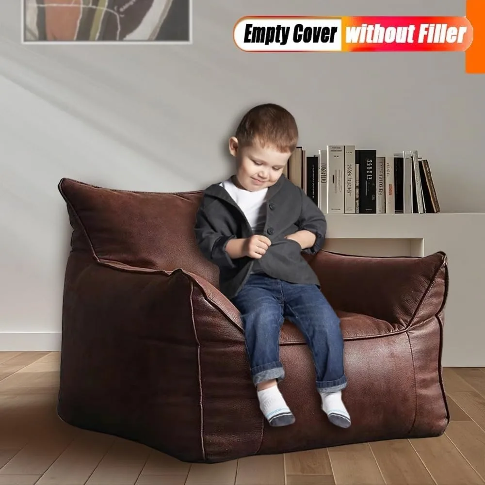 كرسي بين باج غطاء كيس فول (بدون حشو) غطاء أريكة كسول فردي فاخر من جلد الغزال الصناعي كرسي بوف لغرفة النوم Li #5