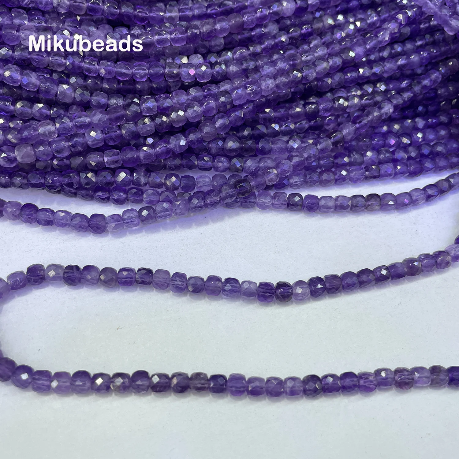 Wholesale Natural A++ Amethyst Purple Crystal 4.2mm Faceted Cube Beads Shinny For Jewelry Making DIY Bracelet Necklace 38cm