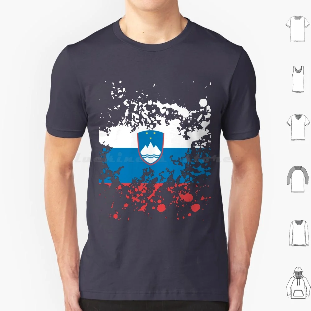 Slovenia Flag Ink Splatter T Shirt 6Xl Cotton Cool Tee Slovenia Flag Ink Splatter Cool Modern Stylish Patriot