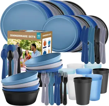 40-Piece Camping Dinnerware Set 1