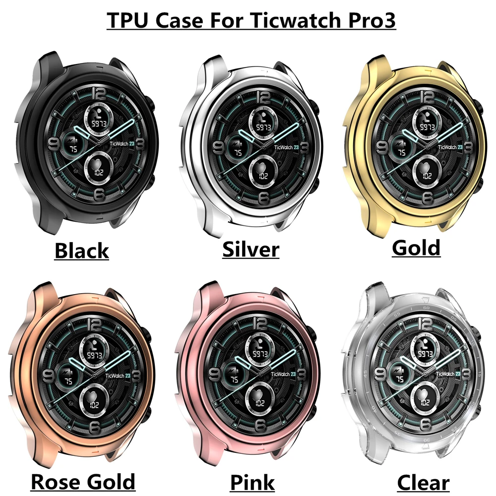 غطاء حافظة للساعة لـ Ticwatch Pro3 ، تغطية كاملة ، غلاف مطلي ، مصد واقي ، واقي شاشة